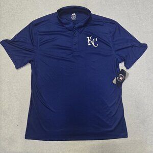 Majestic Kansas City Royals Polo Mens XL Blue MLB Short Sleeve